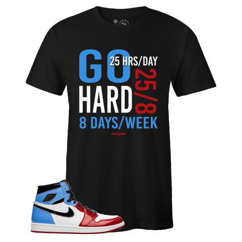 Black Crew Neck GO HARD T-shirt To Match Air Jordan Retro 1 OG FEARLESS