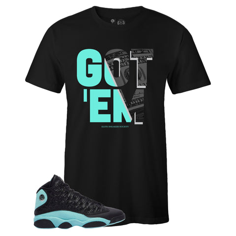 Black Crew Neck GOT 'EM T-shirt To Match Air Jordan Retro 13 Island Green