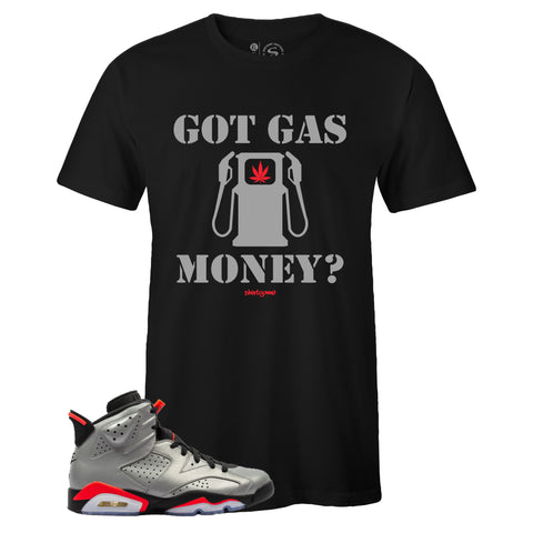 Black Crew Neck GAS MONEY T-shirt To Match Air Jordan Retro 6 3M Reflective Infrared