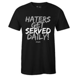 Black Crew Neck HATERS GET SERVED DAILY T-shirt to Match Yeezy Boost 350 V2 Static