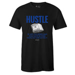 Black Crew Neck HUSTLE Sneaker T-shirt To Match Air Jordan Retro 5 Blue Suede