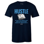 Navy Crew Neck HUSTLE T-shirt To Match Air Jordan Retro 9 UNC Pearl Blue