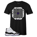 Black Crew Neck HARDCORE SNKRHEAD T-shirt to Match Air Jordan Retro 11 CONCORD