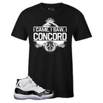 Black Crew Neck I CAME I SAW T-shirt to Match Air Jordan Retro 11 CONCORD
