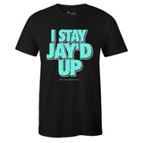 Black Crew Neck JAY'D UP T-shirt To Match Air Jordan Retro 13 Island Green