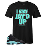 Black Crew Neck JAY'D UP T-shirt To Match Air Jordan Retro 13 Island Green
