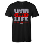 Black Crew Neck LIVIN MY LIFE T-shirt To Match BRED 4