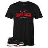 Black Crew Neck SNKR RICH Lifestyle T-shirt to Match Bred 11