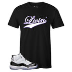 Black Crew Neck LIVIN' T-shirt to Match Air Jordan Retro 11 CONCORD