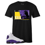 Black Crew Neck LOS ANGELES T-shirt To Match Air Jordan Retro 13 Lakers
