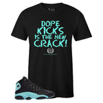 Black Crew Neck NEW CRACK T-shirt To Match Air Jordan Retro 13 Island Green