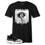 Black Crew Neck ROLLED UP 420 T-shirt to Match Air Jordan Retro 11 Low Barons