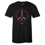 Black Crew Neck PEACE T-shirt To Match Air Jordan Retro 4 WNTR Loyal Blue