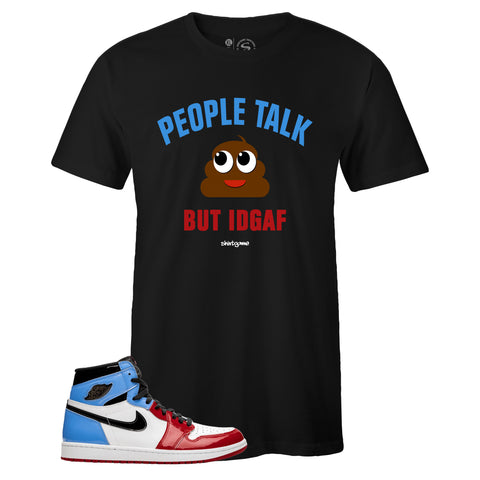 Black Crew Neck PEOPLE TALK T-shirt To Match Air Jordan Retro 1 OG FEARLESS