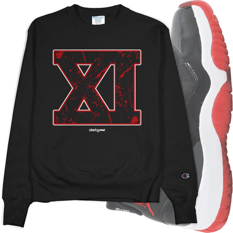 Black Crew Neck XI Champion Sweatshirt to Match Bred 11