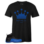 Black Crew Neck ROYALTY T-shirt To Match Air Jordan Retro 12 Game Royal
