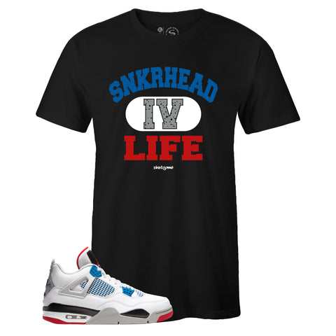 Black Crew Neck SNKRHEAD IV LIFE T-shirt To Match Air Jordan Retro 4 What The