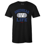 Black Crew Neck SNKRHEAD IV LIFE T-shirt To Match Air Jordan Retro 4 WNTR Loyal Blue