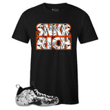 Black Crew Neck SNKR RICH T-shirt To Match Air Foamposite One Shattered Backboard