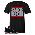 Black Crew Neck SNKR RICH T-shirt To Match BRED 4