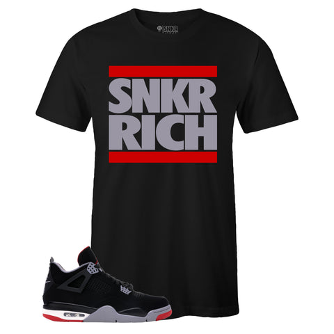 Black Crew Neck SNKR RICH T-shirt To Match BRED 4