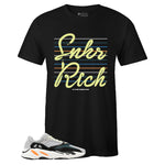 Black Crew Neck SNKR RICH SR19 T-shirt to Match Yeezy Boost 700 Wave Runner