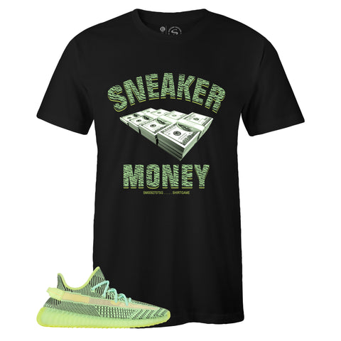 Black Crew Neck SNEAKER MONEY T-shirt to Match Yeezy Boost 350 V2 Yeezreel
