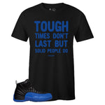 Black Crew Neck SOLID T-shirt To Match Air Jordan Retro 12 Game Royal