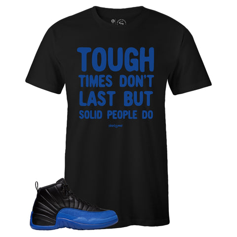 Black Crew Neck SOLID T-shirt To Match Air Jordan Retro 12 Game Royal