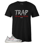 Black Crew Neck TRAP T-shirt to Match Yeezy Boost 350 v2 Zebra