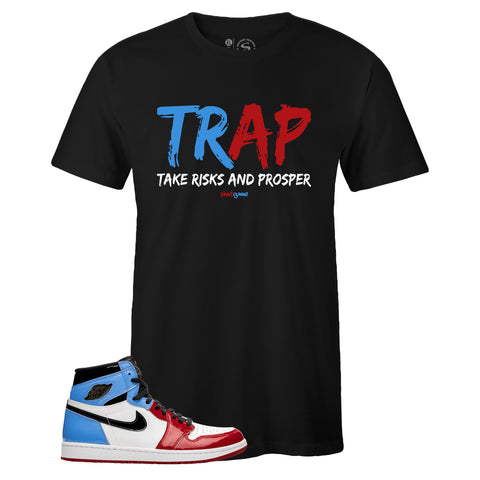Black Crew Neck TRAP T-shirt To Match Air Jordan Retro 1 OG FEARLESS