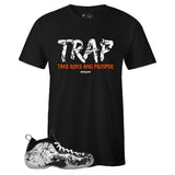 Black Crew Neck TRAP T-shirt To Match Air Foamposite One Shattered Backboard