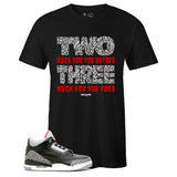 Black Crew Neck TWO THREE T-shirt To Match Air Jordan Retro 3 Black Cement