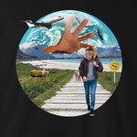 Black Crew Neck FLYION Graphic Novelty T-shirt