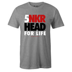 Grey Crew Neck SNKR HEAD FOR LIFE T-shirt to Match Air Jordan Retro 5 Fire Red
