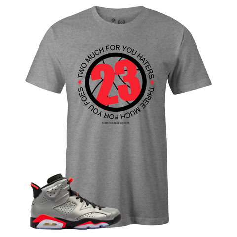 Grey Crew Neck 23 T-shirt To Match Air Jordan Retro 6 3M Reflective Infrared