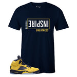 Navy Crew Neck INSPIRE Sneaker T-shirt To Match Air Jordan Retro 5 Michigan