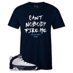 Navy Crew Neck BOSS LIFE T-shirt To Match Air Jordan Retro 9 UNC Pearl Blue