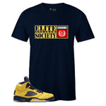 Navy Crew Neck ELITE SNEAKER SOCIETY T-shirt To Match Air Jordan Retro 5 Michigan
