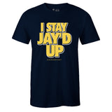 Navy Crew Neck JAY'D UP Sneaker T-shirt To Match Air Jordan Retro 5 Michigan