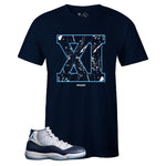 Men's Navy Crew Neck XI T-shirt to Match Air Jordan Retro 11 UNC