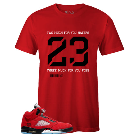 Red Crew Neck 23 T-shirt to Match Air Jordan Retro 5 Raging Bull