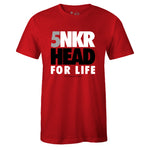 Red Crew Neck SNKR HEAD FOR LIFE T-shirt to Match Air Jordan Retro 5 Fire Red