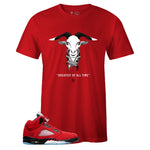 Red Crew Neck GOAT T-shirt to Match Air Jordan Retro 5 Raging Bull