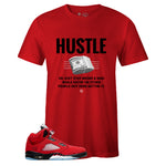 Red Crew Neck HUSTLE T-shirt to Match Air Jordan Retro 5 Raging Bull