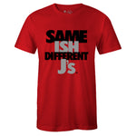 Red Crew Neck SAME ISH DIFFERENT J's T-shirt to Match Air Jordan Retro 5 Red Suede