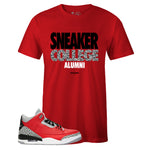 Red Crew Neck SNEAKER COLLEGE Alumni T-shirt To Match Air Jordan Retro 3 Red Cement
