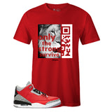Red Crew Neck STRONG T-shirt To Match Air Jordan Retro 3 Red Cement
