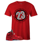 Red Crew Neck 23 Two Three T-shirt to Match Air Jordan Retro 5 Red Suede