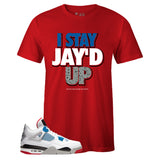 Red Crew Neck JAY'D UP T-shirt To Match Air Jordan Retro 4 What The